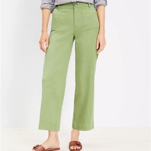 Loft The Palmer Wide Leg Cropped Jean in Green - Picture 1 of 6